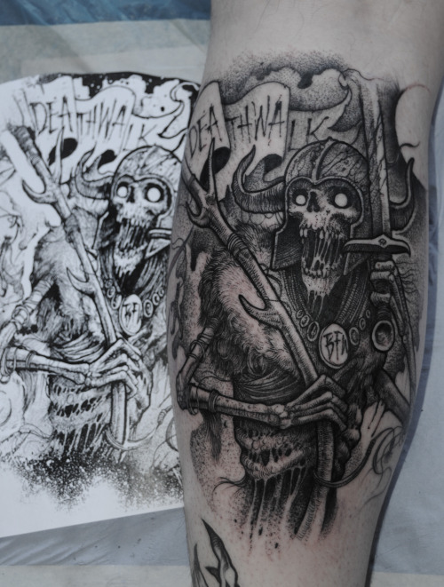 modifiedmuggles:  1337tattoos:  Thought I’d submit this as I had waited years to be tattooed off grindesign! He is an amazing artist and his work needs to be seen. So happy with this! :) submitted by http://iam0blivion.tumblr.com  Grindesign is one