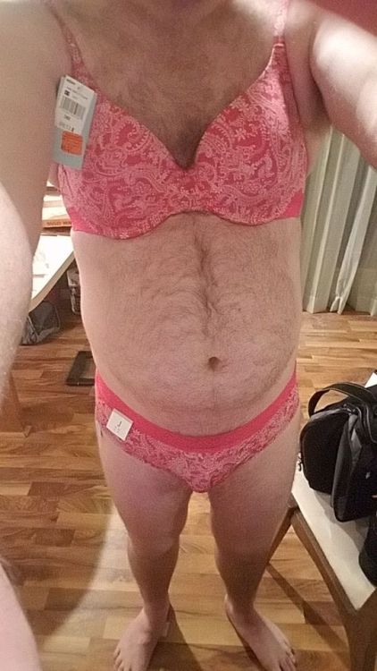 Results of horrny after work clearance shopping. Matching panties and bra