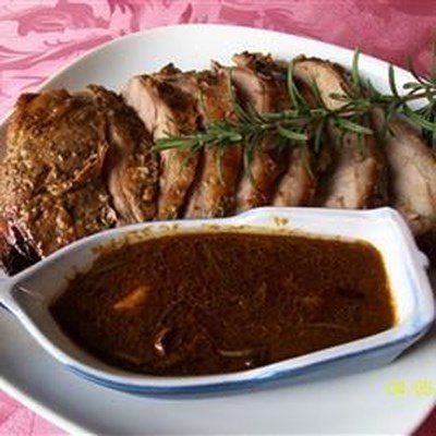 This leg of lamb is marinated overnight with fresh rosemary, garlic, mustard, honey and lemon zest. 