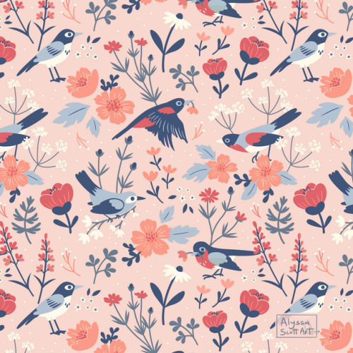 alyssascottart:Birds &amp; Blooms Pattern – with a little added animation!