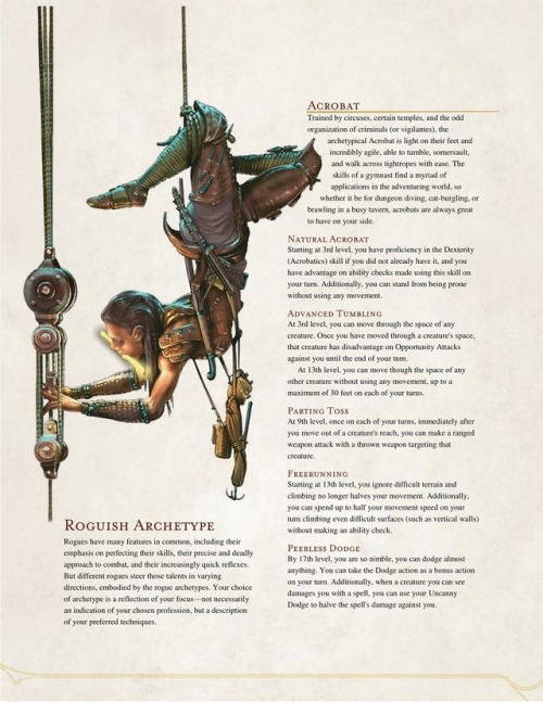we-are-rogue: Homebrew Roguish Archetypes by The Middle Finger of VecnaAcrobat Arachnoid Stalker (Re