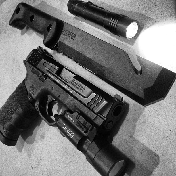 everyday-cutlery:  Over the Top EDC: M&amp;P45, Ka-Bar Becker Tool BK3, Streamlight