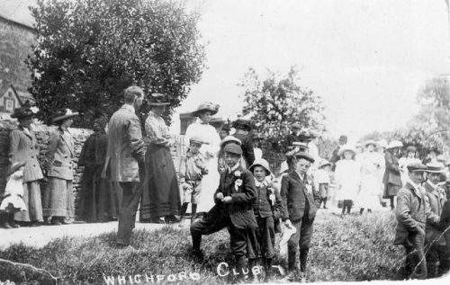 Whichford Club (1900s, Warwickshire): Procession; with banner; with aband performing; with the band;