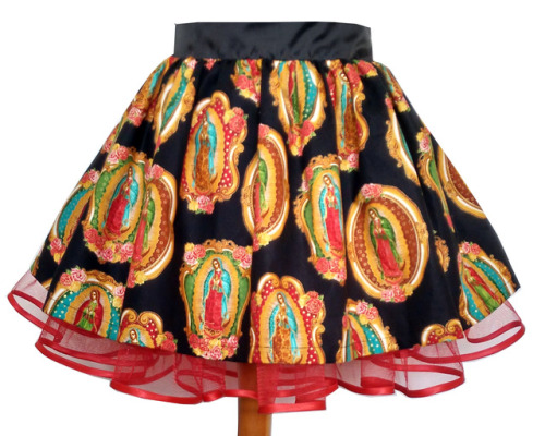 Virgin of Guadalupe skirt. This was a custom order, but I may put them in my shop later.www.frockasa