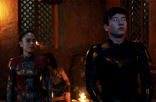Lauren Ridloff And Barry Keoghan As Makkari AndDruigETERNALS (2021)