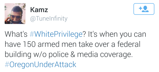 what happens when armed white men take over a federal building? you guessed it.