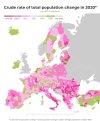 Rate of population change across Europe in 2020.
by @milos_agathon