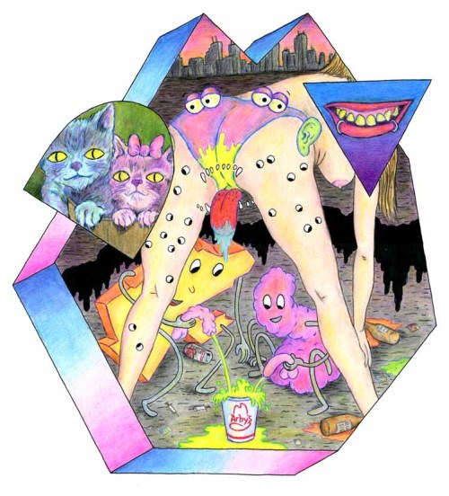 Mindtai: “Otto Splotch is a sicko cartoonist based out of New Orleans, Louisiana. He creates demented and warped out characters who are usually either fucking, farting, or getting piss retard drunk. His drawing take you on a psychedelic acid-trip,