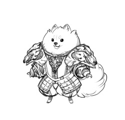 kisskicker:  WIP of a little warrior-bard pomeranian for PUGMIRE, based on my excellent what-dog results. 