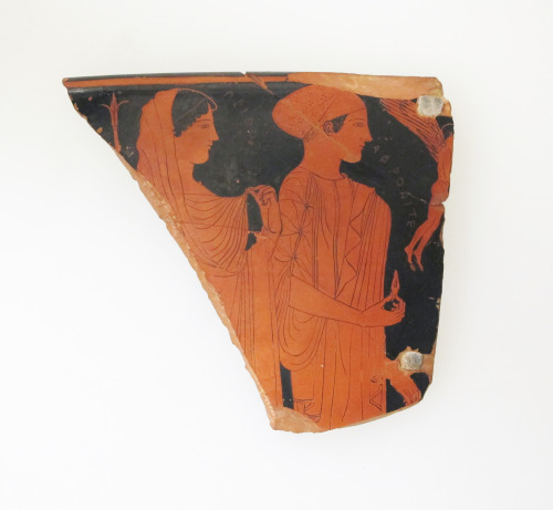 via-appia: Fragment of a terracotta skyphos (deep drinking cup), Peitho (the personification of pers