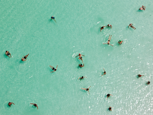 crystallized-teardrops:   Dead Sea, Israel Swimmers float effortlessly in the salt-laden waters of the Dead Sea near Ein Bokek, Israel. Ten times saltier than seawater, the lake is extremely buoyant and a popular destination for holidaymakers. It’s