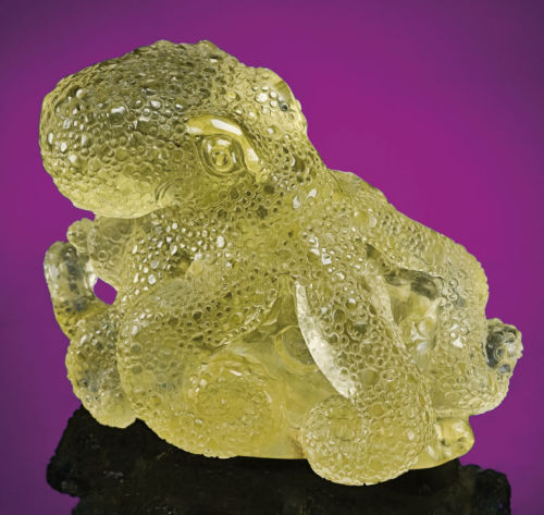 Octopus carved from Libyan Desert Glass