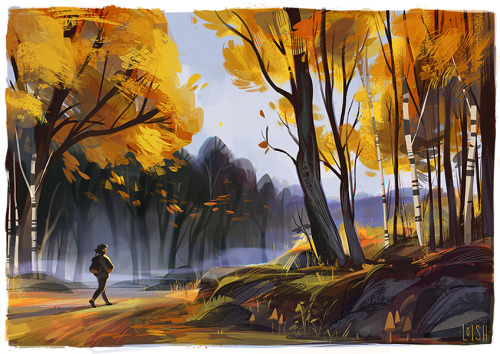 loish: Trying to capture that feeling of walking through the forest and feeling the cold, crisp air 