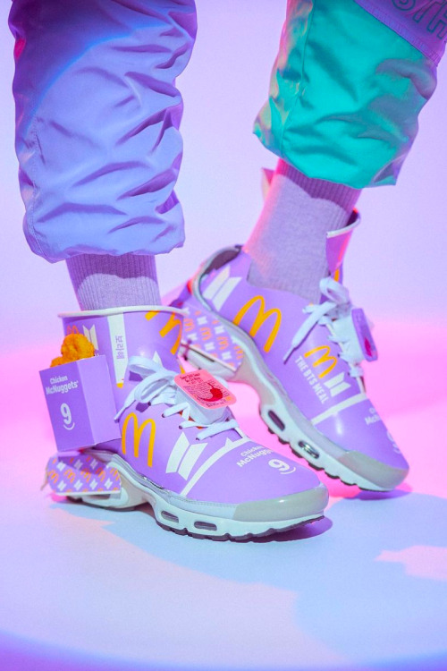 tokyo-fashion: BTS sneakers made out of McDonald’s McNuggets boxes by Singaporean Harajuku str