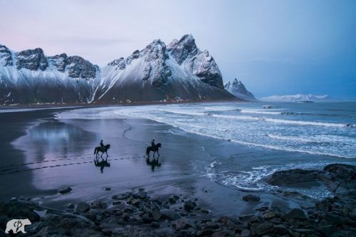 Horseback Riders at Vestrahorn by Chris Burkard 