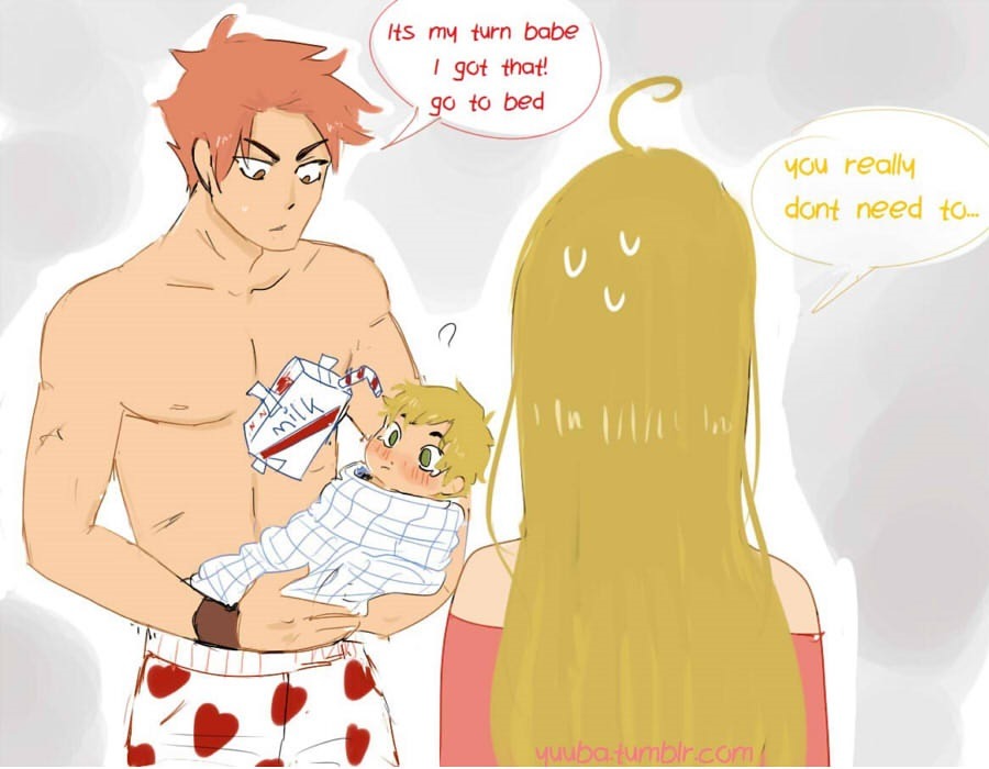 nadhie: yuuba:  natsu as parent p2 he is clearly doing his best to help her out 