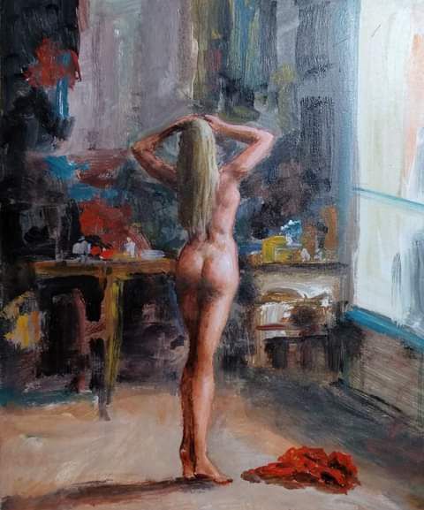 woman-in-art:Painting  by Indian artistVishalandra Dakur. More ➡️ https://t.me/erogalery 