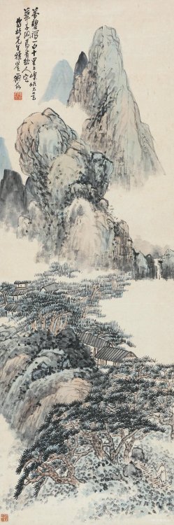 Chen Shizeng "The Axis of Mountains and Waters" Ink and color on paper 66 cm×32 cm
