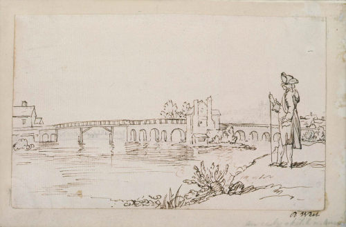 Beside a River&ndash;An Early Sketch in America by B. West, 1789-1850 (click to enlarge)