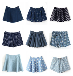 nymphetfashion:  Shorts & Skirts