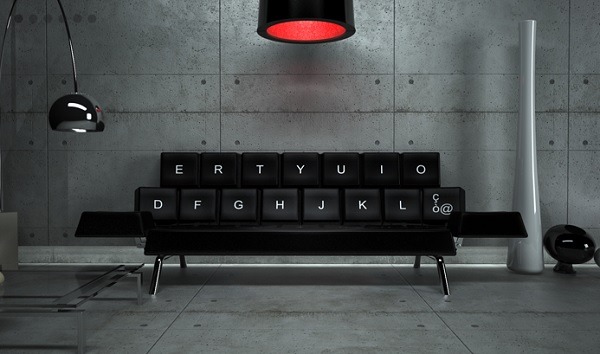 escapekit:  QWERTY SOFA Turning the archetypal image of a keyboard, into a sofa bed,