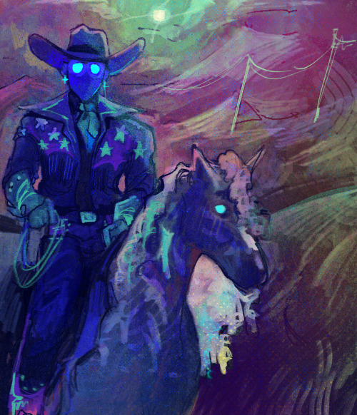 wuntrum:

a mysterious cowboy approaches… #space cowboy