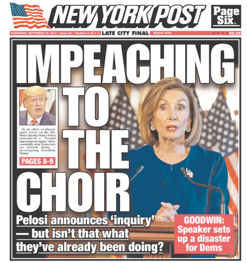 ‘It’s on’: How newspapers around the world covered Pelosi’s launch of impeac