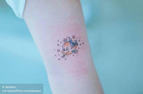 By Seoeon, done in Seoul. http://ttoo.co/p/33337 animal;cartoon character;cartoon;disney character;disney;facebook;fictional character;film and book;fish;flounder;inner arm;seoeon;small;the little mermaid;twitter