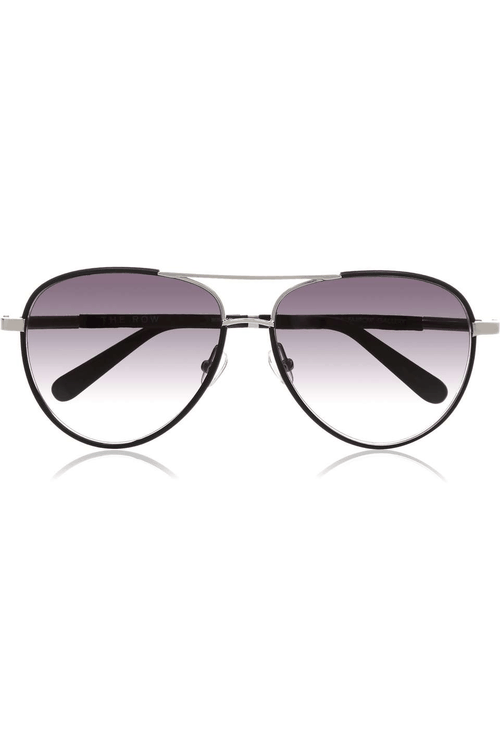 radshades: Leather-trimmed aviator-style metal sunglassesSearch for more Sunglasses by The Row on Wa