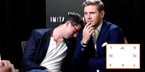 artemisfowls:  Matthew Goode and Allen Leech struggle to solve a puzzle (x)