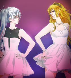 eeriah:I have been wanting to draw this ever since me and @kairih_ went to that winter masquerade ball as Weiss and Yang! We had so much fun dancing with each other! I had the inspiration for this one when we kind of danced against each other to a tango