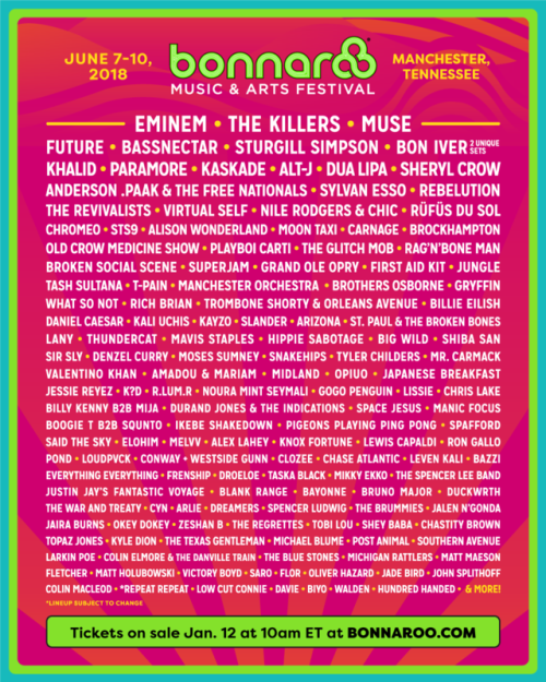 musedotmuofficial: NEW SHOW: Muse are headlining Bonnaroo in Manchester, Tennessee on 7-10 June 2018