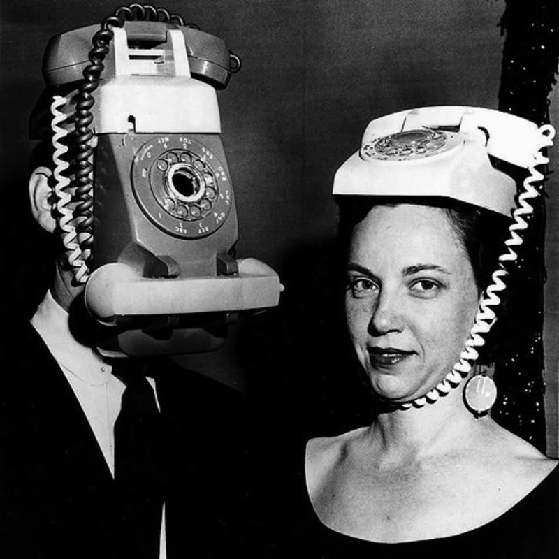 weirdvintage:  Phone hats, 1950s (via Retronaut) 