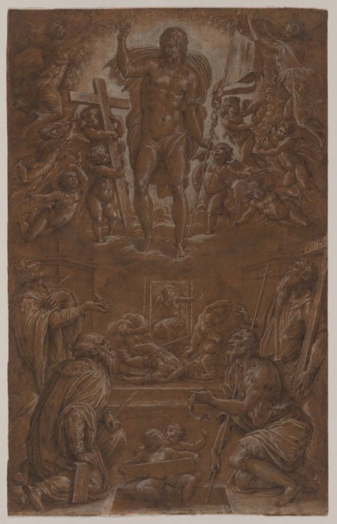 cma-drawing:The Risen Christ Adored by Saints and Angels, Giorgio Vasari , 1566-1568, Cleveland Muse