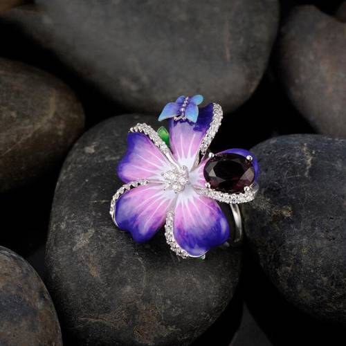 😎😎Purple Flower and Butterfly Enamel Ring  😎😎“Before you can successfully make friends with others, first you have to become your own friend.” #accessories#aesthetic#alternative#art#artsy makeup#beauty#clothes#design#earrings#fashion#fashion design#girl#handmade#hiphop#jewelry#jewels#love#luxury#makeup#minimalism#models#nail art#pretty#rings#street fashion#street style#streetwear#style#vintage#wedding