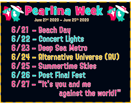 pearlinaweek:Announcing Pearlina Week 2020′s full prompt list! All dates are for June 2020! The prom