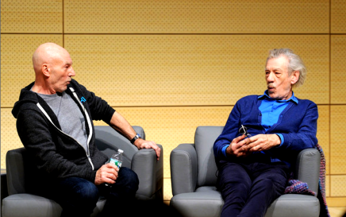 fourteenacross:fuckyeahsirpatrickstewart:Sir Patrick Stewart & Sir Ian McKellen (1/28/14, x)::pa