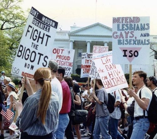 “DON’T MOURN, ORGANIZE. FIGHT THE BIGOTS NOW. ISO.” – “OUT PROUD &