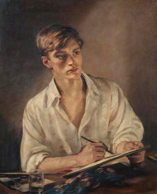 Young Man Sketching   -   William Bruce Ellis Ranken British, 1881-1941Oil on canvas 