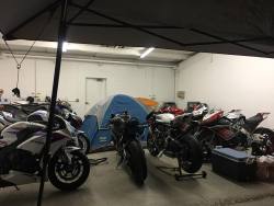 Surrounded/protected by some of the best motorcycles made while sleeping over for the track weekend&hellip; ⛺️ #bmw #bmwmotorrad #bmws1000rr #aprilia #ducati #1299s #panigaler #honda #suzuki #moto #motorcycle #trackday #camping #track #dainese #agv