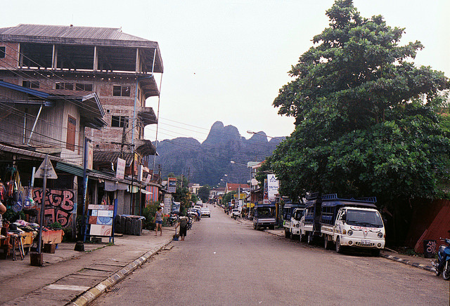 Street of Vang Vieng, Laos on Flickr.