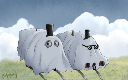 Spooky Photo Trend Except It's Narrow Gauge Engines