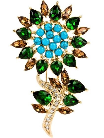 graciemonaco:CRYSTAL EMERALD AND TURQUOISE BROOCH Originally belonged to Marie Alice Heine, the firs