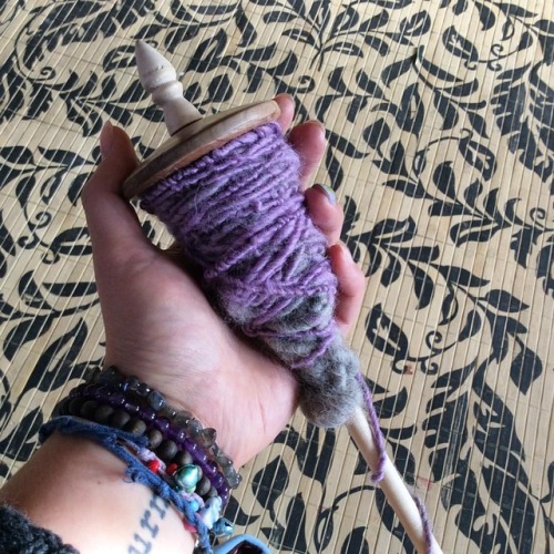 Still working on my first skein but improving already! The grey stuff is when I started (lumpy and i