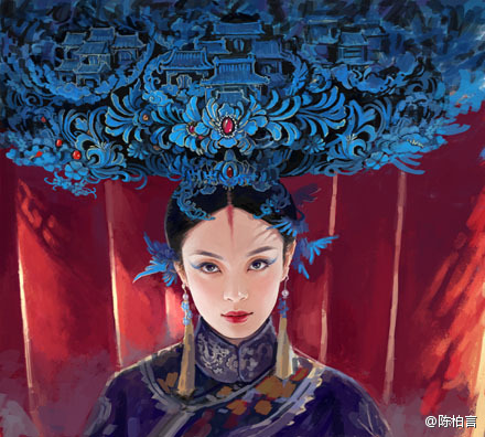 Hampered by not reading Chinese, I’m not sure of the name of this artist. It might be Chen Baiyan. S