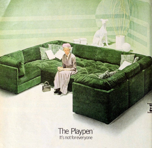 wetorturedsomefolks:adamsmasher:vintageeveryday:  Extra large Playpen sofas of the 1970s.   Oh these were for fuckin’   i think these would be nice as normal couches but the ad copy is all like “if you aren’t going to exclusively have orgies on