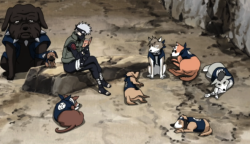 Slinkywhippetslandoflols:  Rockingthegraveyard:  Kakashi Just Sitting With His Dogs