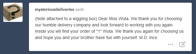 ask-yuta-wuta-ponies:  Have a Wuta in a box, don’t ask me how she got herself shipped