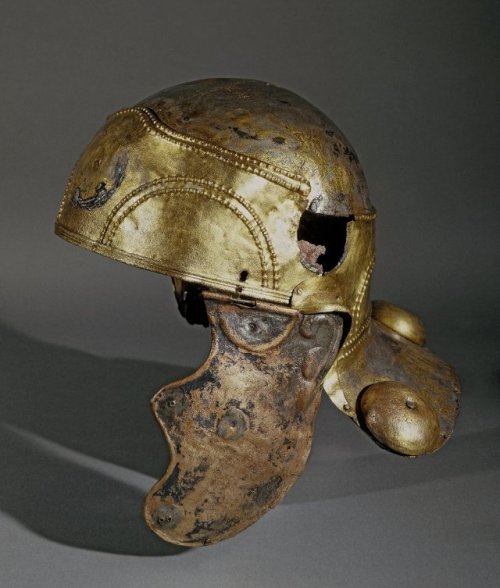 peashooter85:Roman cavalry helmet uncovered near Cambridgeshire, England, 1st century AD.from The Br