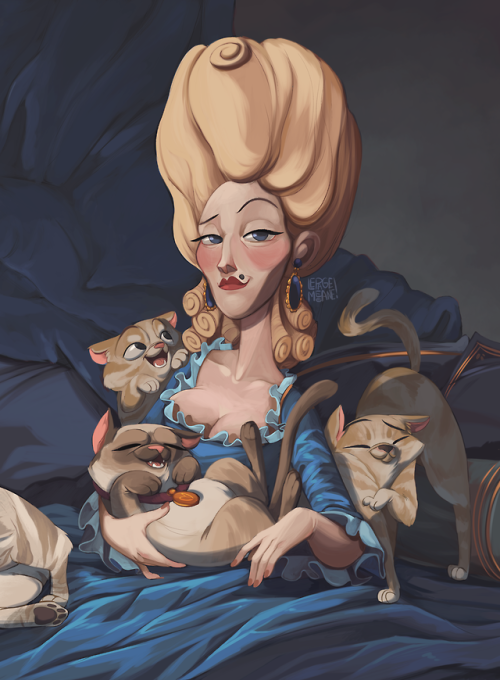 Digital painting for the graduation movie part2 ! Versailles crazy cat lady (: 
